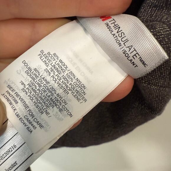 J. Crew Men's Dock Peacoat Jacket Coat Wool Gray Thinsulate Insulated XS - Picture 5 of 8